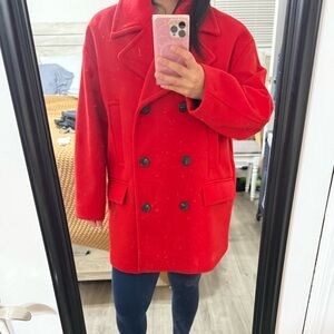 Women's Red Double-Breasted Coat